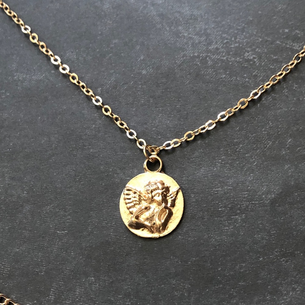 3/$25⚡️layered sequin coin angel beaded necklace - Picture 5 of 9